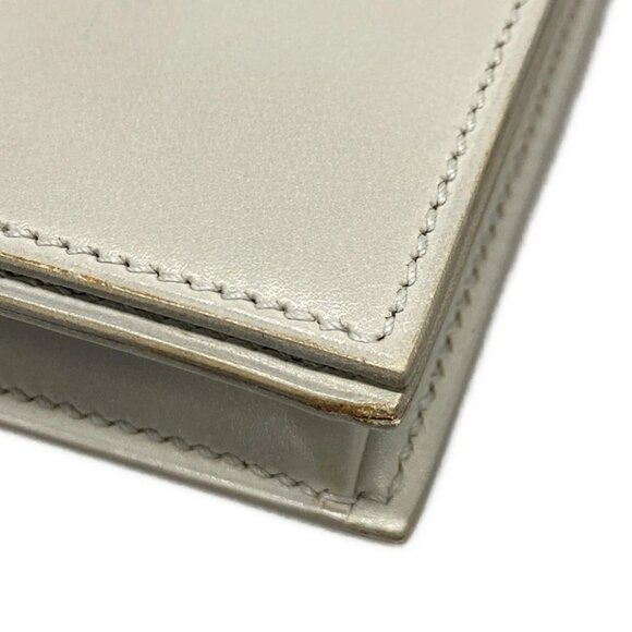 HERMES - Light gray Leather Square E Shoulder Bag - Picture 14 of 16